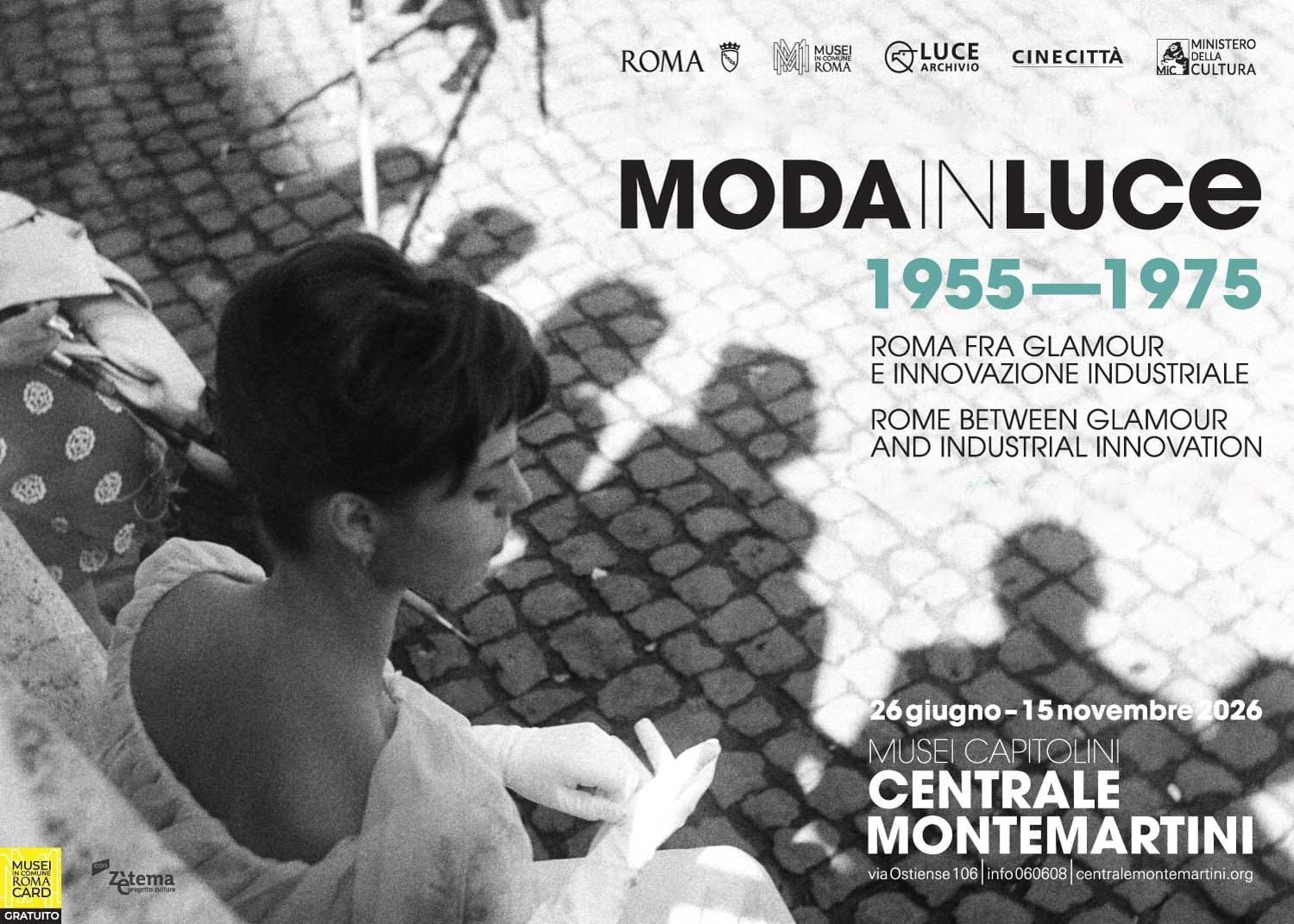 Flyer Mostra Moda in Luce 1955 - 1975, Roma tra Glamour ed Innovazione